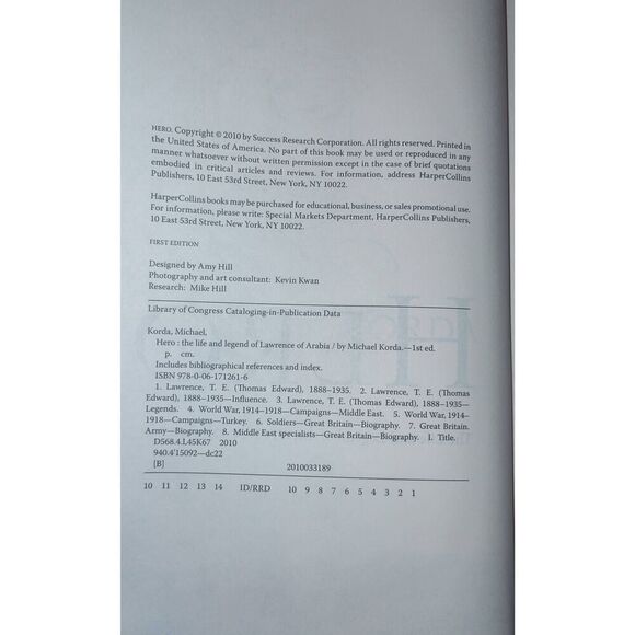 HERO The Life and Legend of Lawrence of Arabia by Michael Korda 1st Ed 1st Print - Picture 7 of 15